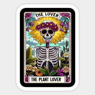 The Plant Lover funny skeleton tarot card Sticker